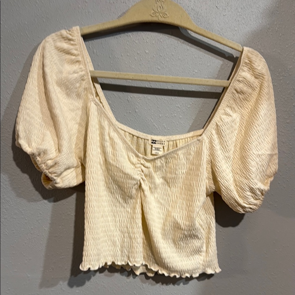Billabong Cream Puff Sleeve Crop Top